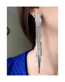 Brincos com borla longa de cristal dourado ou  platinado
