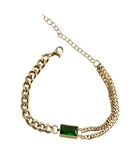 Pulseira  de Cristal Verde Esmeralda e Aço Inoxidável - Arcadec 