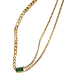 Colar de Cristal  Verde Esmeralda e Aço Inoxidável - Arcadec 